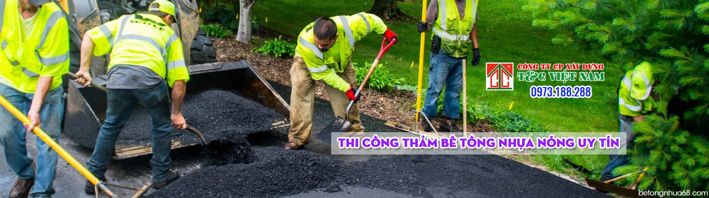 thi công rải thảm đường bê tông nhựa asphalt