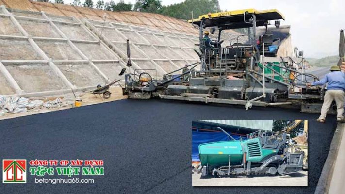 Máy rải thảm trong thi công thảm bê tông nhựa nóng asphalt