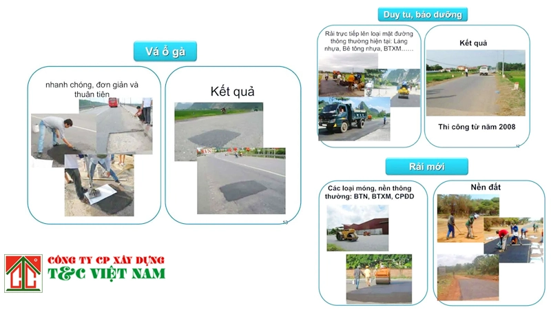 ứng dụng thực tế trong thi công của carboncor asphalt